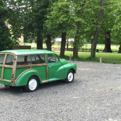 Une Morris Minor s’intègre au décor naturel.